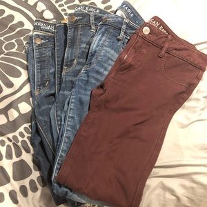 Four pairs of AE Jeggings/jeans